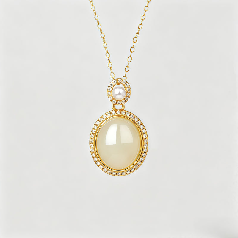 Lunar Glow Natural Hetian Jade Necklace