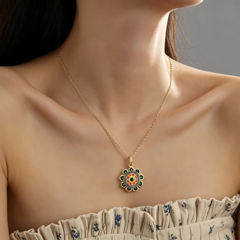 Living Green Lotus Necklace