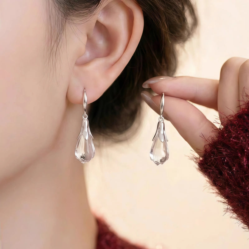 Magnolia Natural Crystal Drop Earrings