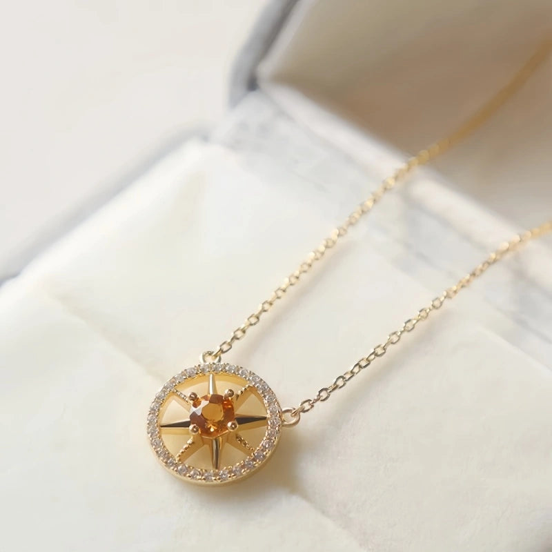 Abundance Compass Natural Crystal Necklace