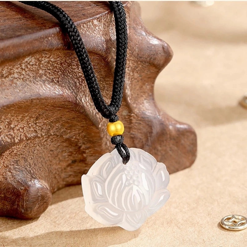 Lotus Serenity White Agate Necklace