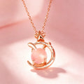 Collier en cristal naturel Lapin de lune rougissant