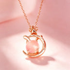 Collier en cristal naturel Lapin de lune rougissant