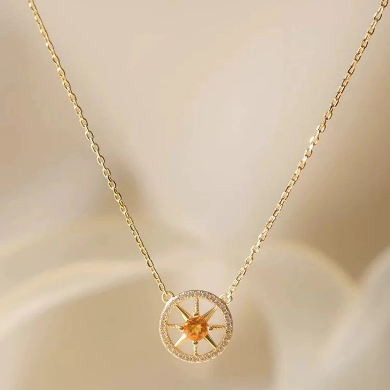 Abundance Compass Natural Crystal Necklace