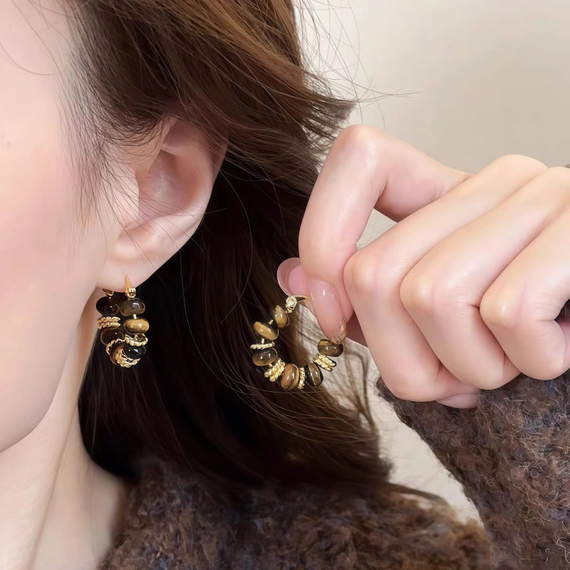 Resolve Loop Natural Tiger Eye Earrings