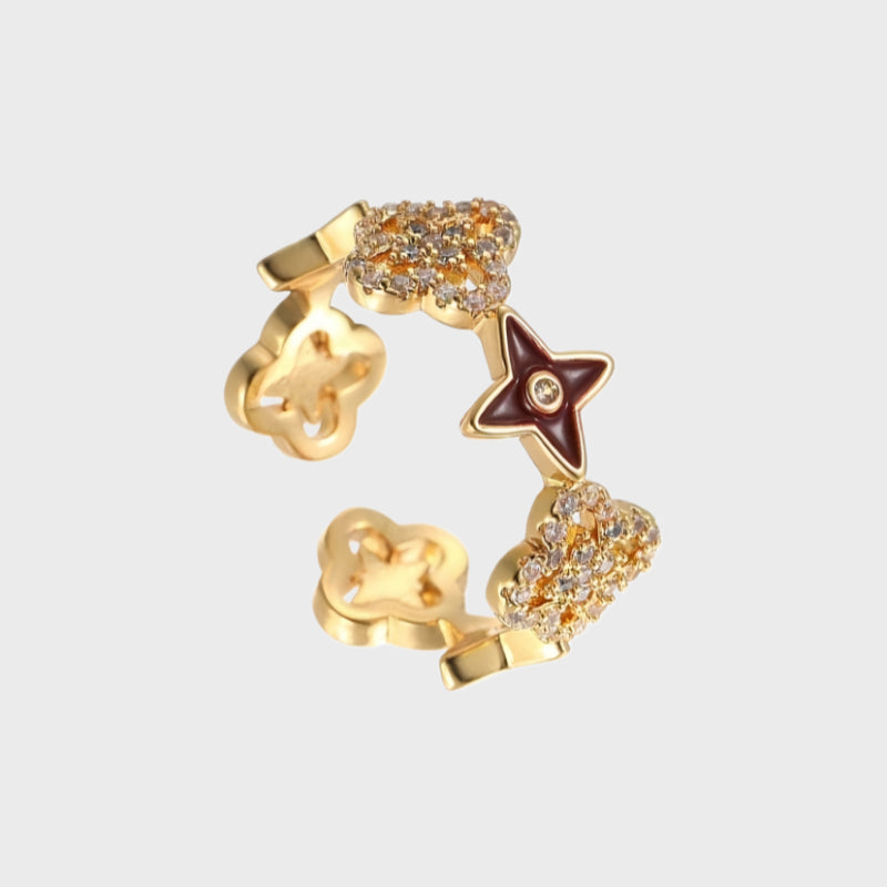 Lucky Star Clover Ring - Guided by Stars, Guarded by the Clover