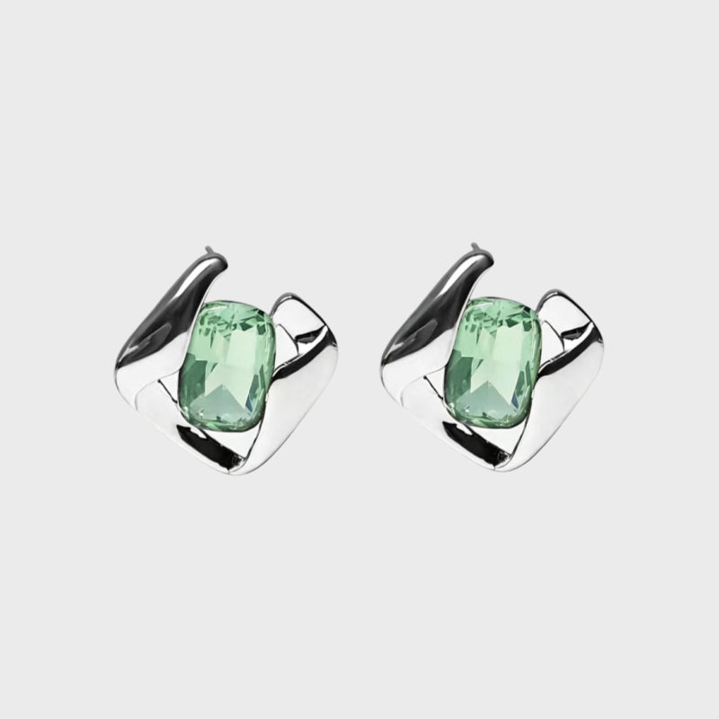Verdant Aura Natural Crystal  Earrings