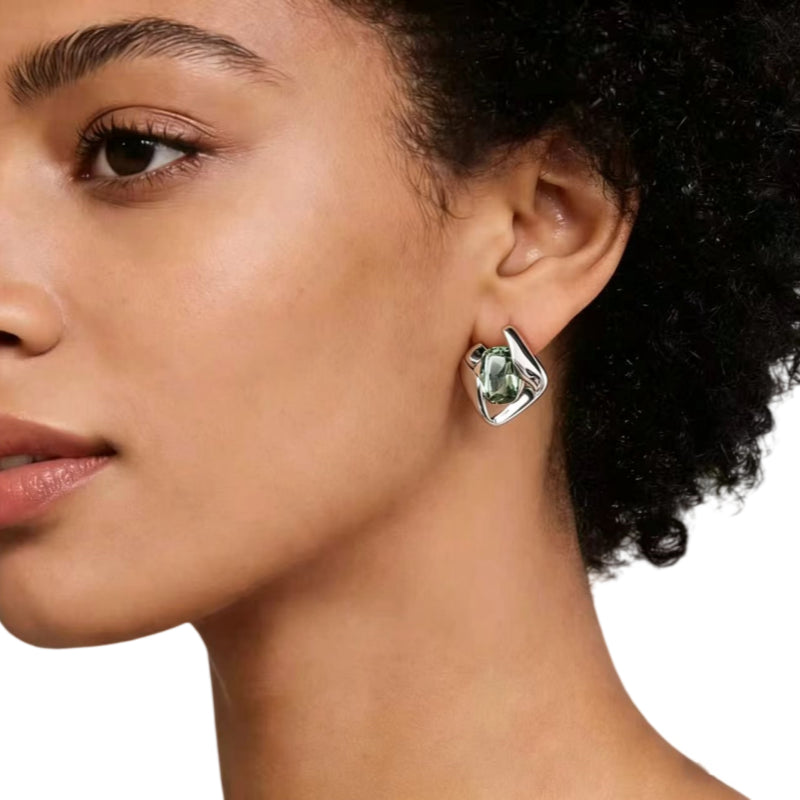Verdant Aura Natural Crystal  Earrings