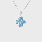 Pendentif Trèfle à quatre feuilles bleu en cristal naturel – Cadeau porte-bonheur pour elle / Maman