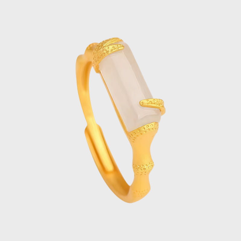 Vintage Bamboo Hetian Jade Blessing Ring – Wear Calm, Carry Luck