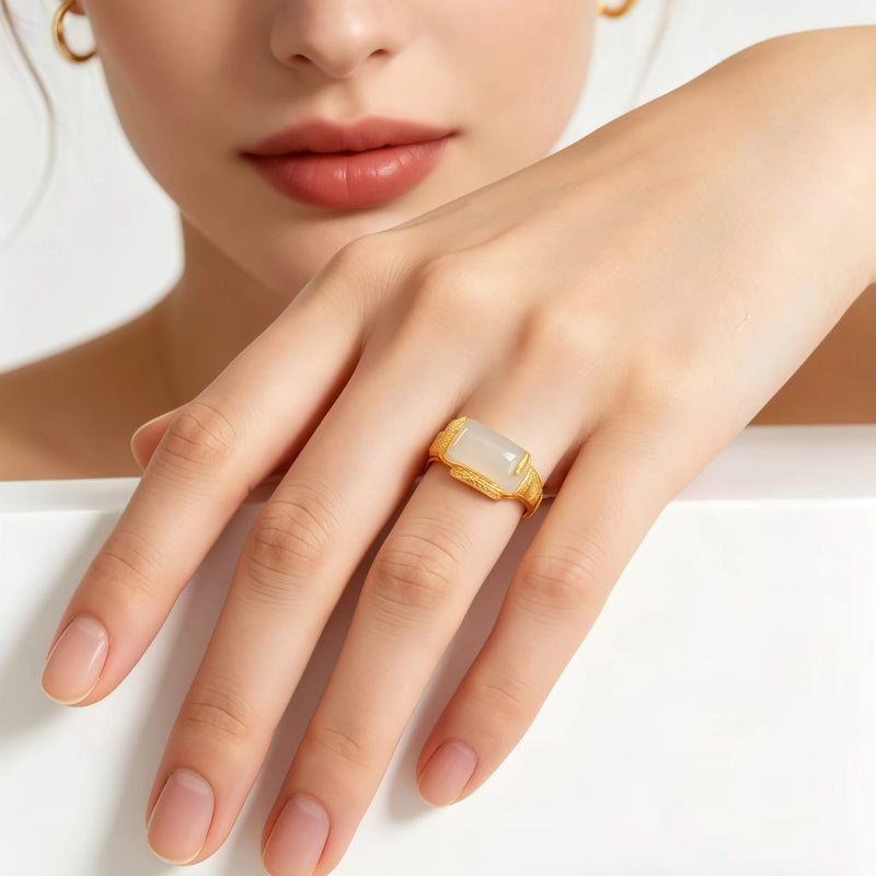 Vintage Bamboo Hetian Jade Blessing Ring – Wear Calm, Carry Luck