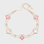Bracelet Double Couche Trèfle à Quatre Feuilles — Cadeau Luxe & Délicat pour Meilleure Amie – Anniversaire & Remise de Diplôme
