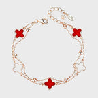 Bracelet Double Couche Trèfle à Quatre Feuilles — Cadeau Luxe & Délicat pour Meilleure Amie – Anniversaire & Remise de Diplôme