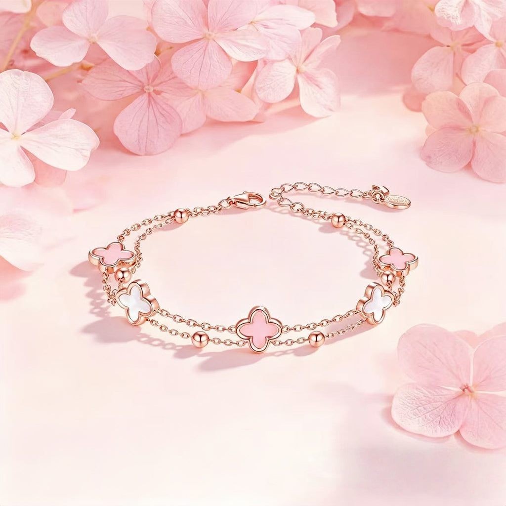 Four-Leaf Clover Double Layer Bracelet