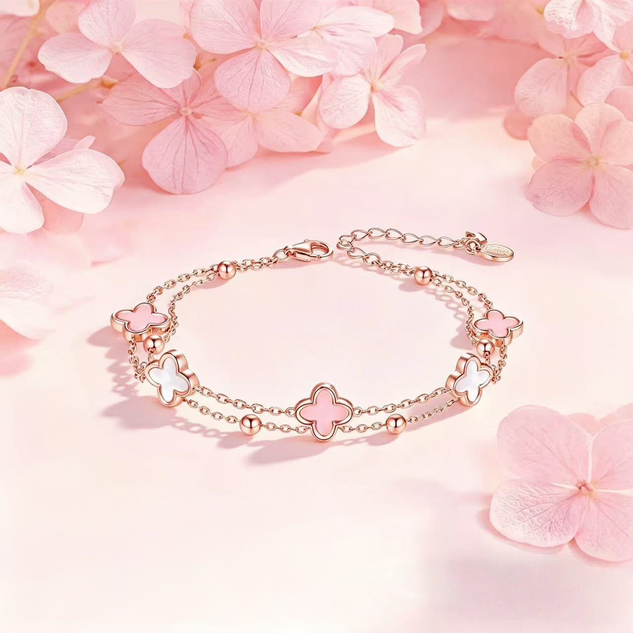 Four-Leaf Clover Double Layer Bracelet