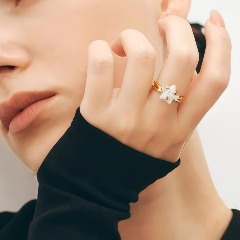 Starlight Pearl Gold Ring - Direct Way with Confidence