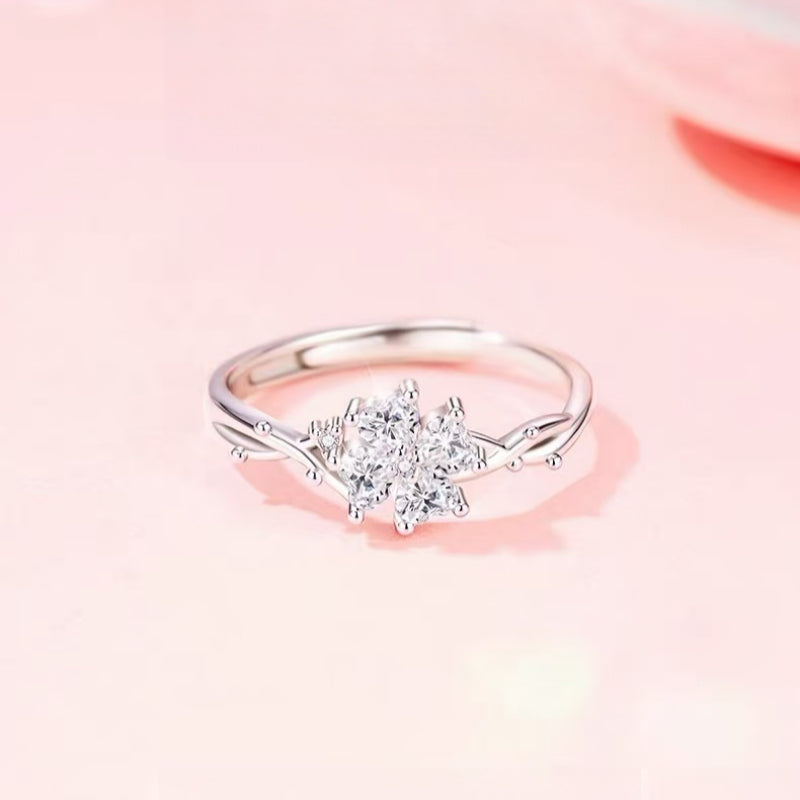 Lucky Four-leaf Clover Ring - One Leaf for Hope, One for Luck