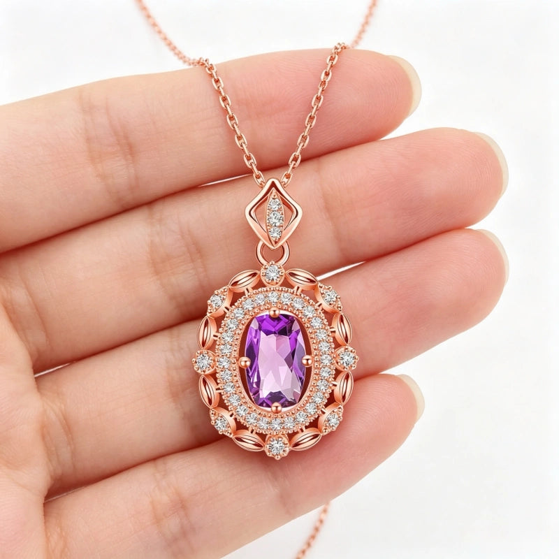 Lavender Glow Natural Crystal Necklace