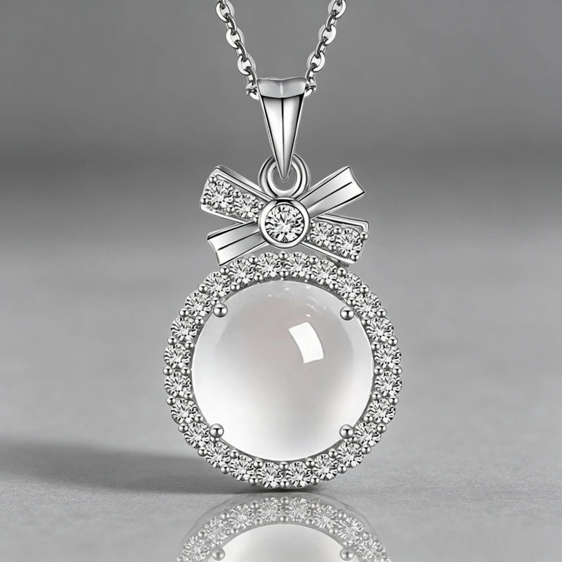 Moonlit Bow Natural Crystal  Necklace