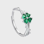 Bague porte-bonheur trèfle à quatre feuilles verte — Envoyez de la chance à votre petite amie