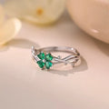 Bague porte-bonheur trèfle à quatre feuilles verte — Envoyez de la chance à votre petite amie