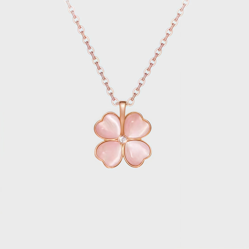 Pink Lucky Clover Necklace