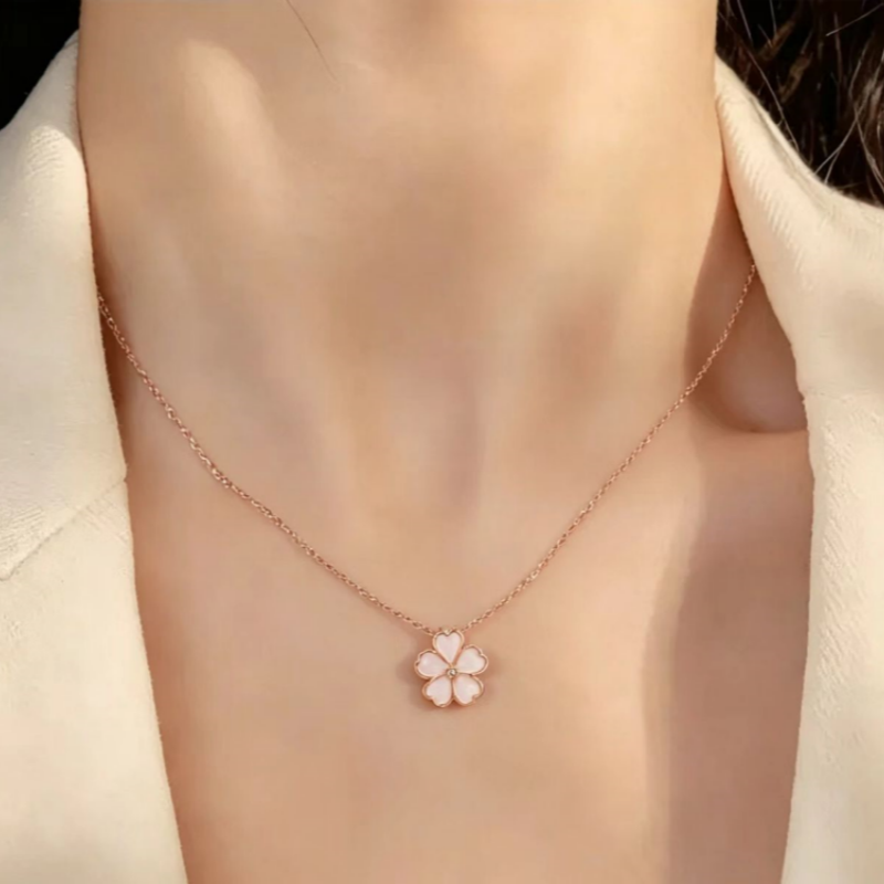 Pink Lucky Clover Necklace