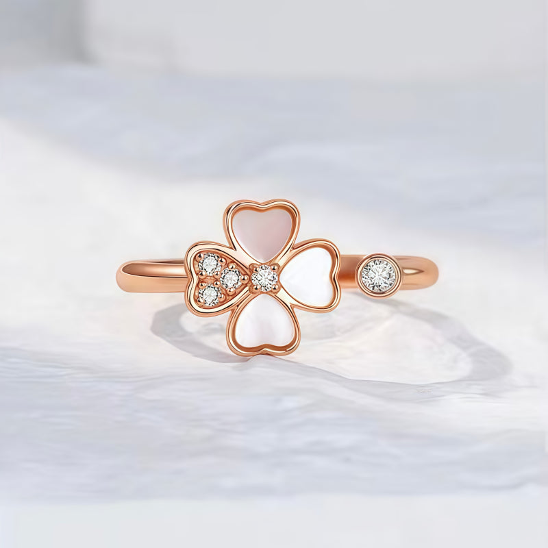 Heart Four-leaf Clover Rose Gold Super Lucky Ring