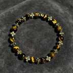 Vintage Cross Tiger Eye Beaded Bracelet - Wealth Attracting