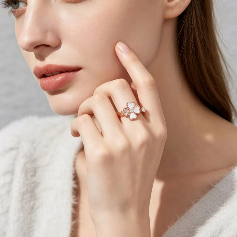 Heart Four-leaf Clover Rose Gold Super Lucky Ring