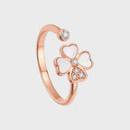 Bague Cœur Trèfle à quatre feuilles en Or Rose — Chanceux de t'avoir rencontrée, mon Seul et Unique Amour