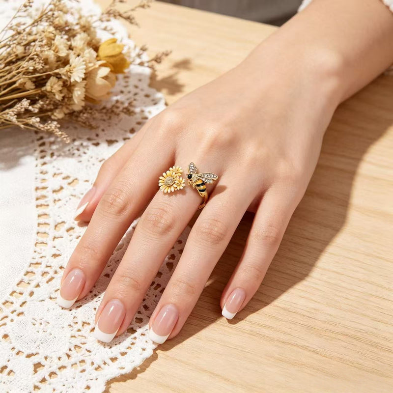 Daisy Bee Crystal Open Ring - Innocence Ring