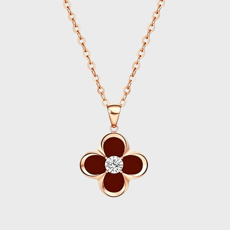 Onyx Lucky Clover Necklace