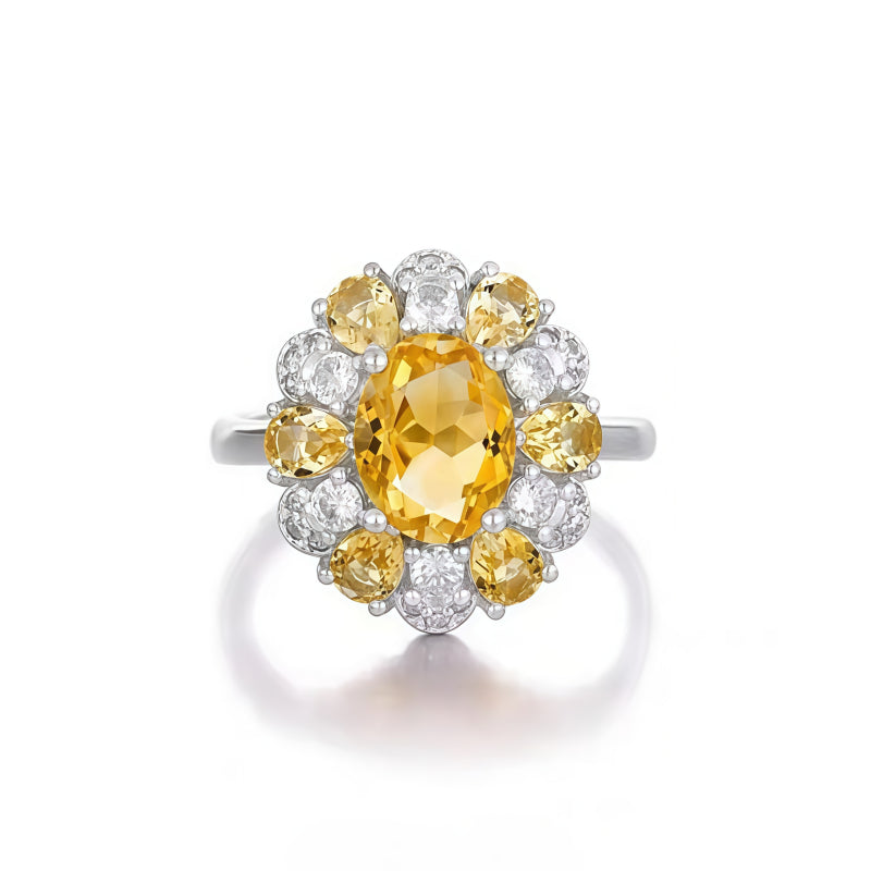 Natural Citrine Sunflower Ring – Wear Fortune, Attract Wealth