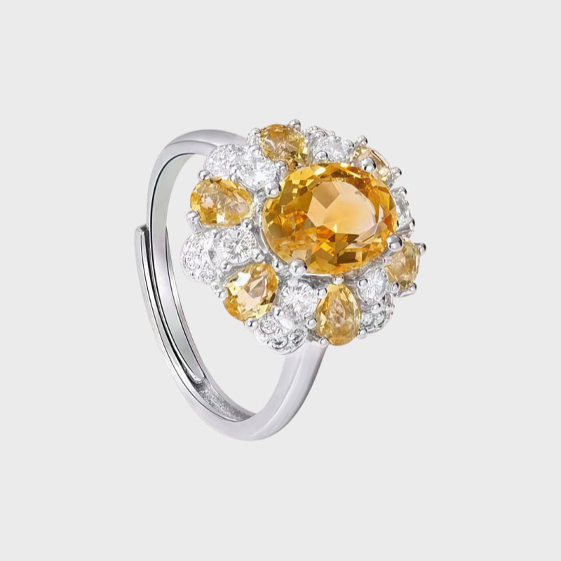 Natural Citrine Sunflower Ring – Wear Fortune, Attract Wealth