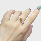 Bague en cristal naturel de citrine Cœur Ensoleillé – Lumière dorée, chance durable