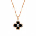 Onyx Lucky Clover Necklace — Two-Way Wear • Reversible Design