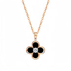 Onyx Lucky Clover Necklace — Two-Way Wear • Reversible Design