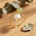 Bague Fleur Torsadée en Jade Hetian - Énergie Apaisante, Chance Durable