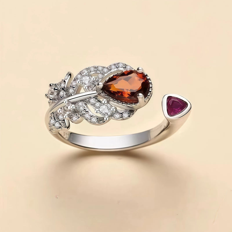 Natural Citrine Phoenix Feather Ring - Wealth Magnet, Fortune Keeper