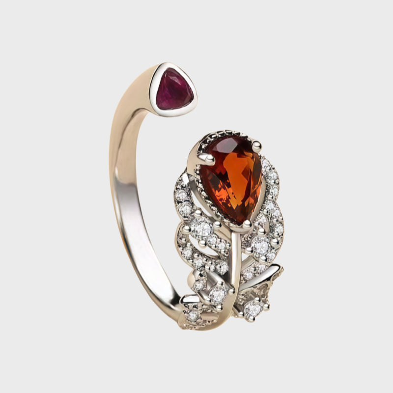 Natural Citrine Phoenix Feather Ring - Wealth Magnet, Fortune Keeper