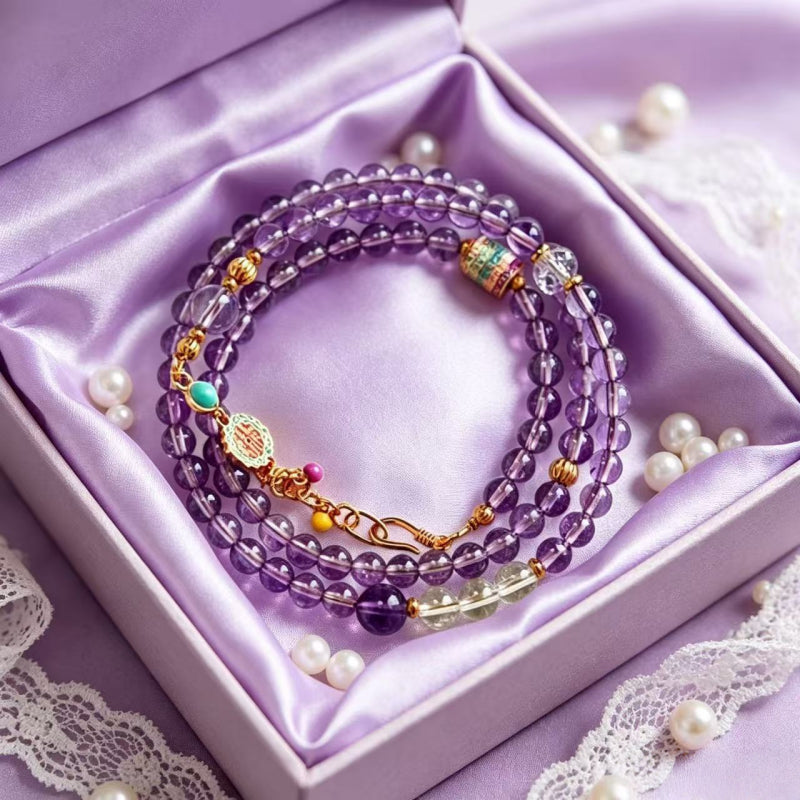 Third Eye Multi-Wrap Natural Crystal Bracelet