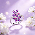 Bague Fleurs d'Améthyste Naturelle - Protection Discrète, Douce Sagesse
