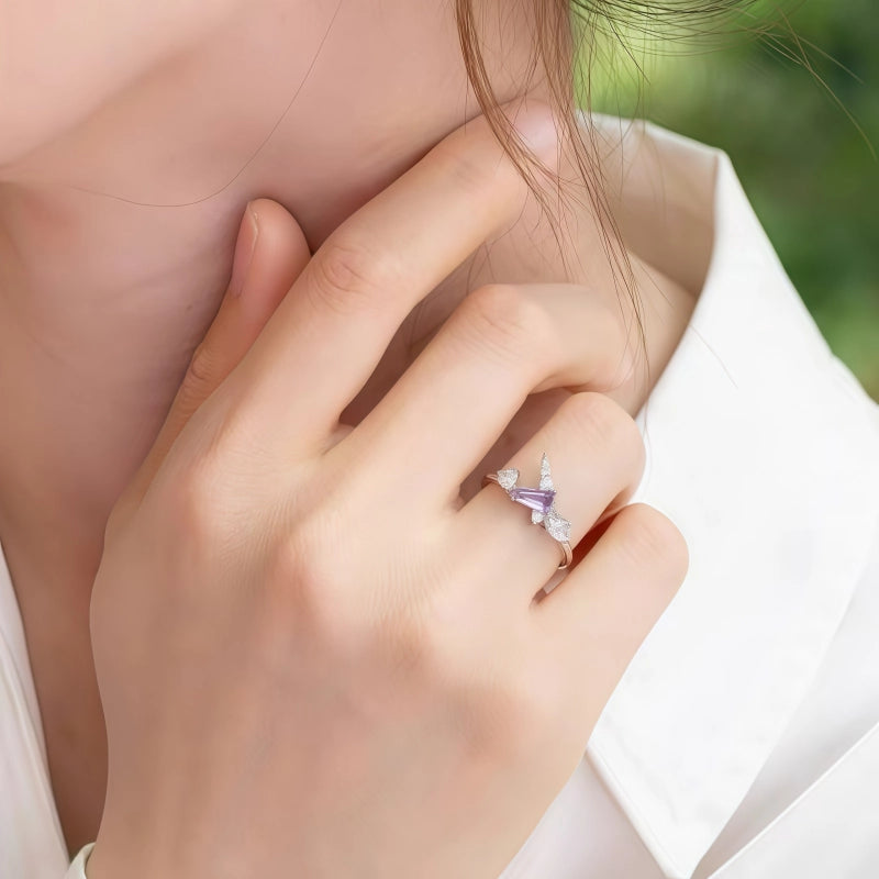 Natural Amethyst Unicorn Ring - Clear Head, Lucky Path
