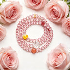 Bracelet triple tour en cristal de rose naturelle