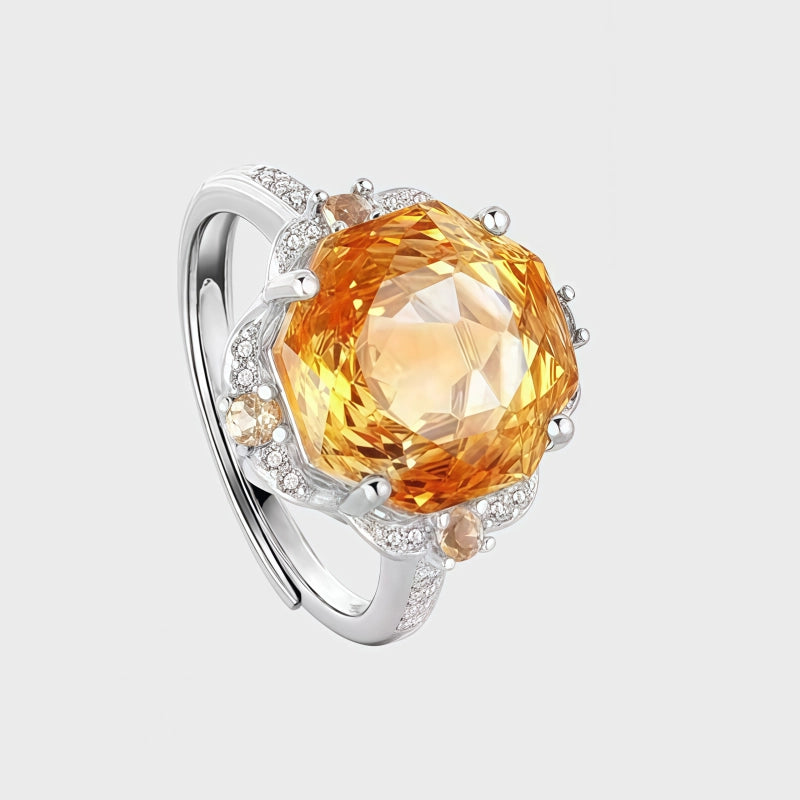 Natural Citrine Rose Ring Under the Sun – Abundance in Every Glow