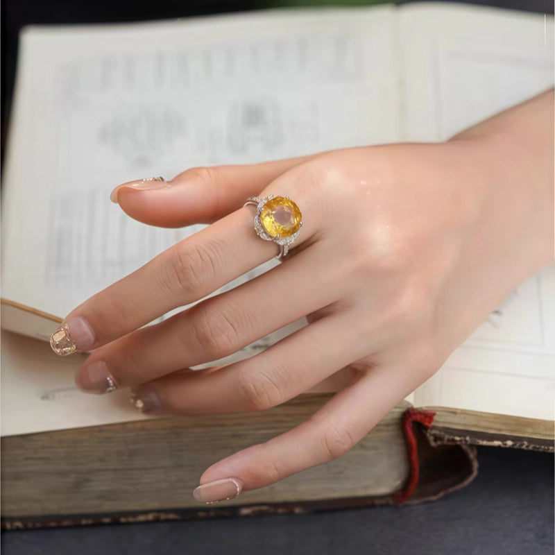 Natural Citrine Rose Ring Under the Sun – Abundance in Every Glow