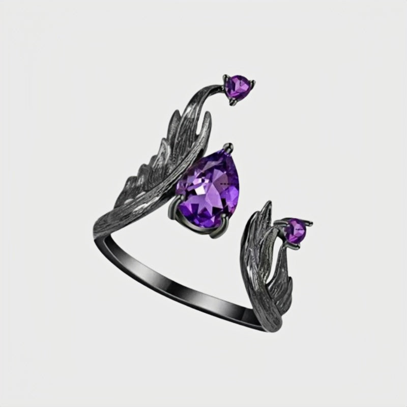 Fallen Angel Tear Amethyst Ring - Calm Energy, Quiet Luck