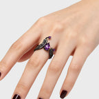 Bague en améthyste Larme d'Ange Déchu - Énergie calme, Chance tranquille