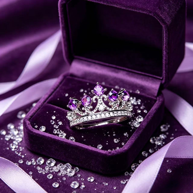 Natural Amethyst Crown Ring – Calm Mind, Clear Luck